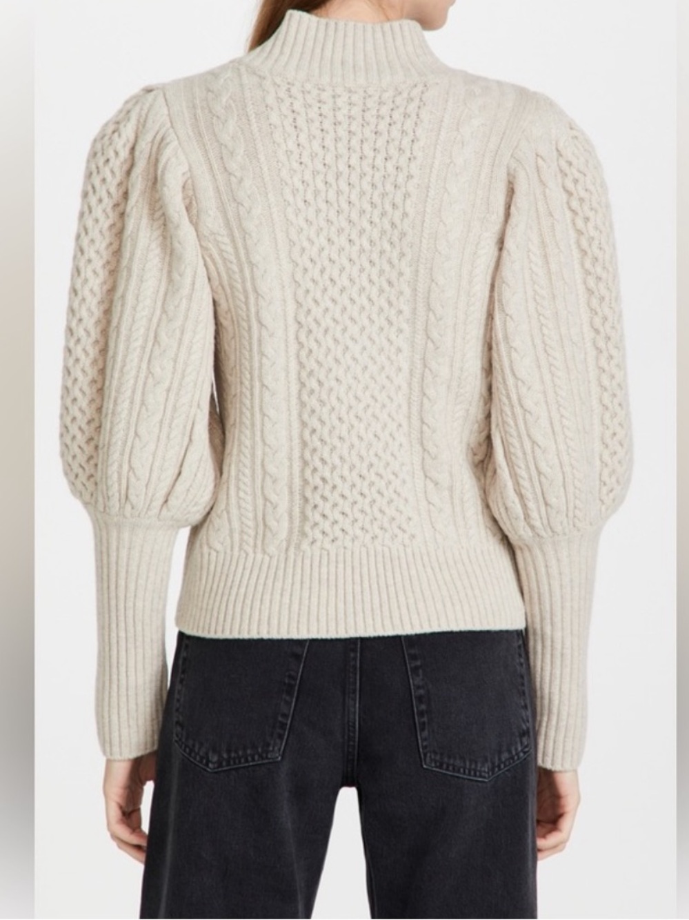 Sea New York Cable Stitch Sweater Extrafine Merino Wool in Barley Small Luxury - Picture 10 of 16
